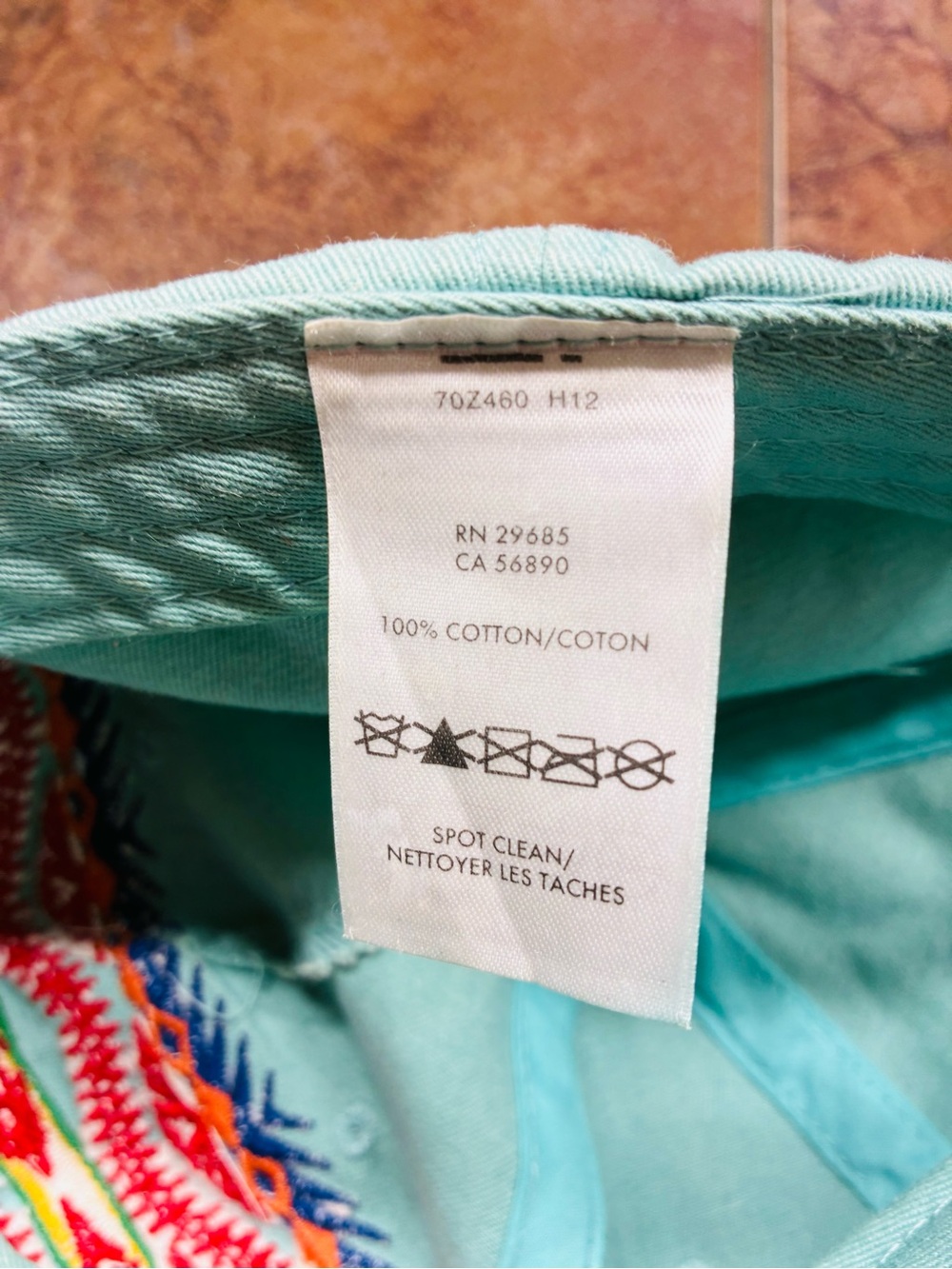 Pendleton Woolen Mills Mint Green Navajo Stripe Embroidered Cap OS - Picture 4 of 5